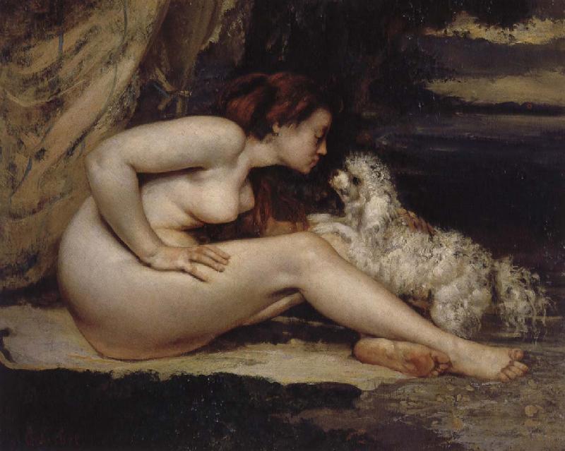 Gustave Courbet Nude Woman with Dog